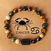 12 Constellations Natural Tiger Eye & Picture Jasper Round Beaded Stretch Bracelets for Men Women WG21EC3-04-1