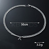 304 Stainless Steel Initial Pendant Cuban Link Chain Necklaces FS-WGB15F2-01-4