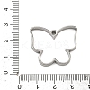 Butterfly 304 Stainless Steel Open Back Bezel Pendants STAS-K279-03B-P-3