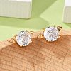 Bat Brass Micro Pave Clear Cubic Zirconia Stud Earrings for Women EJEW-G428-14G-1