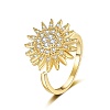 Daisy Rotatable Open Cuff Rings for Women RJEW-S402-05G-1