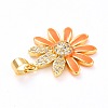 Real 18K Gold Plated Brass Micro Pave Cubic Zirconia Pendants ZIRC-L100-087G-08-3