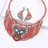 Owl Alloy Rhinestone & Polyester Cord Pendant Necklaces & Stud Dangle Earring Sets FS-WGE12EA-02-1