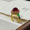 Oval Lab Grown Red Corundum Rings FS-WG323B2-01-1