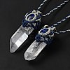 Bullet Natural Quartz Crystal Pendant Necklaces for Women NJEW-G045-01-3