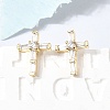 Cross Brass Micro Pave Clear Cubic Zirconia Stud Earrings EJEW-C186-18G-02-3