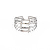 Non-Tarnish 304 Stainless Steel 4 Line Open Cuff Ring for Women LS-RJEW-S405-158P-1