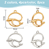8Pcs 2 Colors Ion Plating(IP) 304 Stainless Steel Pendants STAS-UN0045-45-3