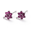 Brass Micro Pave Cubic Zirconia Stud Earrings Findings ZIRC-C027-14P-01-RS-1