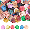 Natural Akoya Shell Dyed Disc Charms SHEL-WH0005-05D-1