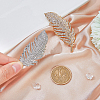 2Pcs 2 Colors Feather Alloy Rhinestone Scarf Buckle Clips JEWB-FH0001-53-3