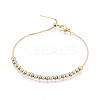 Adjustable Brass Beaded Slider Bracelets for Women BJEW-T022-17G-3
