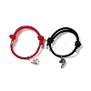2Pcs 2 Color Crystal Rhinestone Matching Heart Charm Bracelets Set BJEW-E011-02BS-3