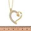 Brass Micro Pave Clear Cubic Zirconia Heart Pendant Necklaces for Women NJEW-R027-01G-02-5