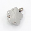 201 Stainless Steel Rhinestone Flower Charm Pendants RB-M030-03J-2