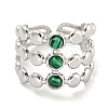 304 Stainless Steel Synthetic Malachite Cuff Rings G-Z056-05P-04-2