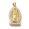 Rack Plating Brass Micro Pave Clear Cubic Zirconia Pendants KK-G500-02F-G-1