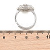 Flower Brass Micro Pave Cubic Zirconia & Enamel Cuff Ring Settings KK-CBAC351-06P-05-3