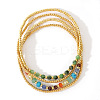 4Pcs Luxury Natural Unakite Round Beads & Moonstone & Lapis Lazuli & Malaysia Jade & Glass & Cubic Zirconia & Purple  Garnet & Red Garnet & Glass Seed Beads Stretch Bracelet Set for Women AP3962-1-1