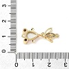 Brass Micro Pave Clear Cubic Zirconia Fish Links Connector Charms KK-K375-26G-19-3