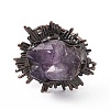 Irregular Natural Lavender Amethyst Cuff Rings RJEW-D077-09AB-2
