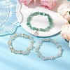 3Pcs 3 Styles Natural White Moonstone & Citrine & Green Aventurine Chips Stretch Bracelets Sets BJEW-JB11076-04-2