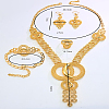 Elegant Alloy Hollow Round Bracelets & Earrings & Necklaces & Rings Sets for Women PV6964-2