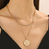 Compass Alloy Double Layer Pendant Necklaces for Women WH-WG93E93-01-2