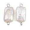 Natural Freshwater Pearl Keshi Pearl Rectangle Connector Charms STAS-D378-18P-1