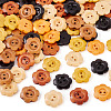120Pcs 6 Colors 2-Hole Wood Flower Buttons BUTT-TA0001-40C-3