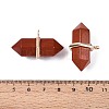 Natural Red Jasper Double Terminal Pointed Pendants G-N345-09C-3