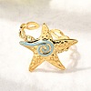 Ocean Theme 304 Stainless Steel & Enamel Cuff Rings for Women RJEW-F192-01A-G-1