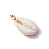 Natural Cowrie Shell Pendants PALLOY-JF03712-03-4