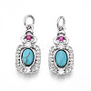 Synthetic Turquoise Rectangle with Flower Pendants KK-N258-16P-1