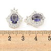 Rack Plating Brass Pave Mauve Cubic Zirconia Hamsa Hand Multi-Strand Links KK-F089-18S-3