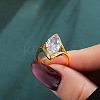 Adjustable Brass Pave Clear Cubic Zirconia Finger Rings WGA0EFE-01-3