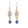 Crystal Rhinestone Dangle Earrings with Enamel Evil Eye EJEW-JE05012-03-1