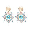 Handmade Glass Seed Beads Flower Dangle Stud Earrings EJEW-MZ00570-3