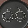 Electroplated 304 Stainless Steel Flat Round Dangle Earrings EJEW-Z129-09P-1