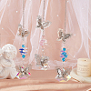 3Pcs 3 Colors Butterfly Glass Pendant Decoration HJEW-SP00010-3
