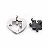 Valentine's Couple Jewelry Lovers 304 Stainless Steel Heart with Puzzle Jigsaw Split Pendants STAS-E090-46B-2