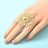 Flower 304 Stainless Steel Cuff Rings RJEW-E437-02G-1