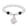 Natural Quartz Crystal Beaded Stretch Bracelets BJEW-JB10070-05-1