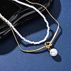 304 Stainless Steel Double Layered Necklaces NJEW-R026-28G-1
