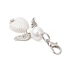Heart Angel Glass Pearl & ABS Plastic Imitation Pearl Pendant Decorations HJEW-JM03565-03-4