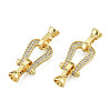Brass Pave Clear Cubic Zirconia Fold Over Clasps KK-N259-18-3