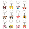 12Pcs 12 Styles PVC Plastic Bowknot Keychains KEYC-TA0001-54-1