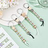 4Pcs 2 Colors Wood and Plastic Beads Keychain Decorationes AJEW-SP0001-40-4