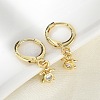 Tortoise Brass Micro Pave Clear Cubic Zirconia Hoop Earrings EJEW-D311-008G-5