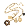304 Stainless Steel & Resin & Imitation Pearl Multi-Pendant Bib Necklaces for Women SA-CBA717A-03G-01-2